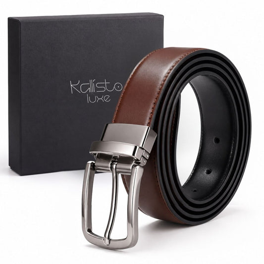 Luxe Reversible Belt (Black & Brown, Leather) Belt- RoyalkartBelt