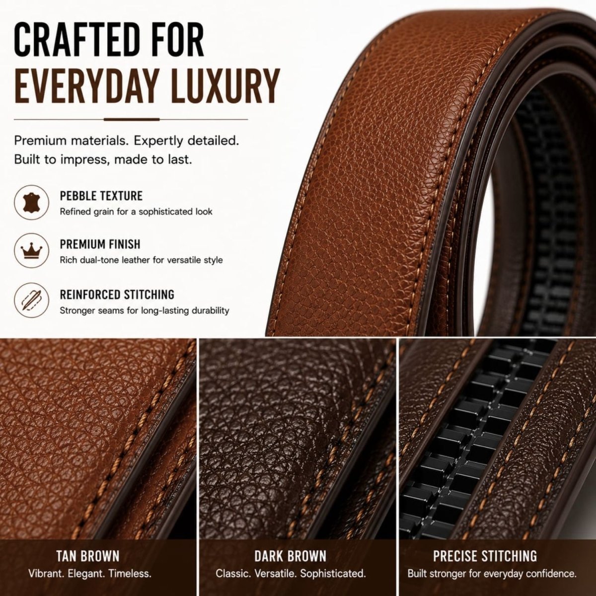 Luxe Tan Brown Belt Belt- RoyalkartBelt