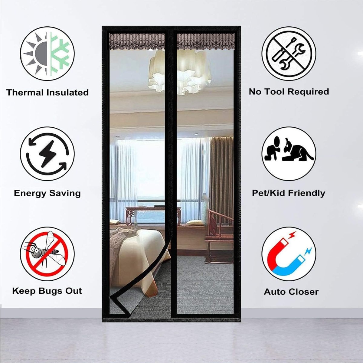 Magnetic Thermal Insulated Door Curtain - Transparent Mosquito Curtain For Doors - #Royalkart#Mosquito curtain