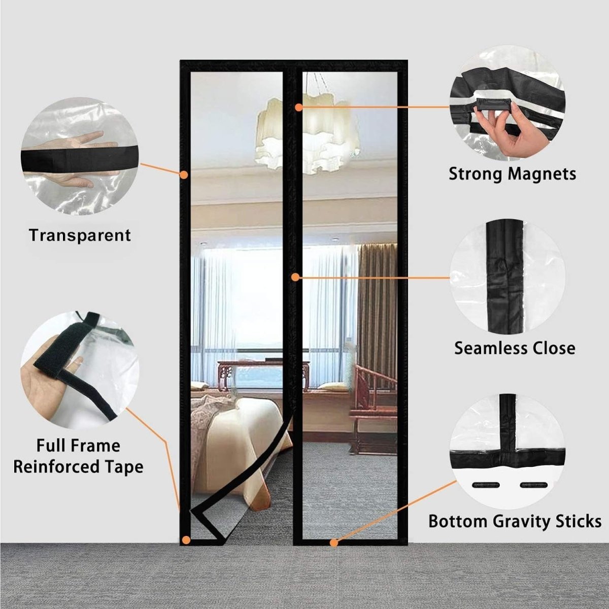 Magnetic Thermal Insulated Door Curtain - Transparent Mosquito Curtain For Doors - RoyalkartMosquito curtain