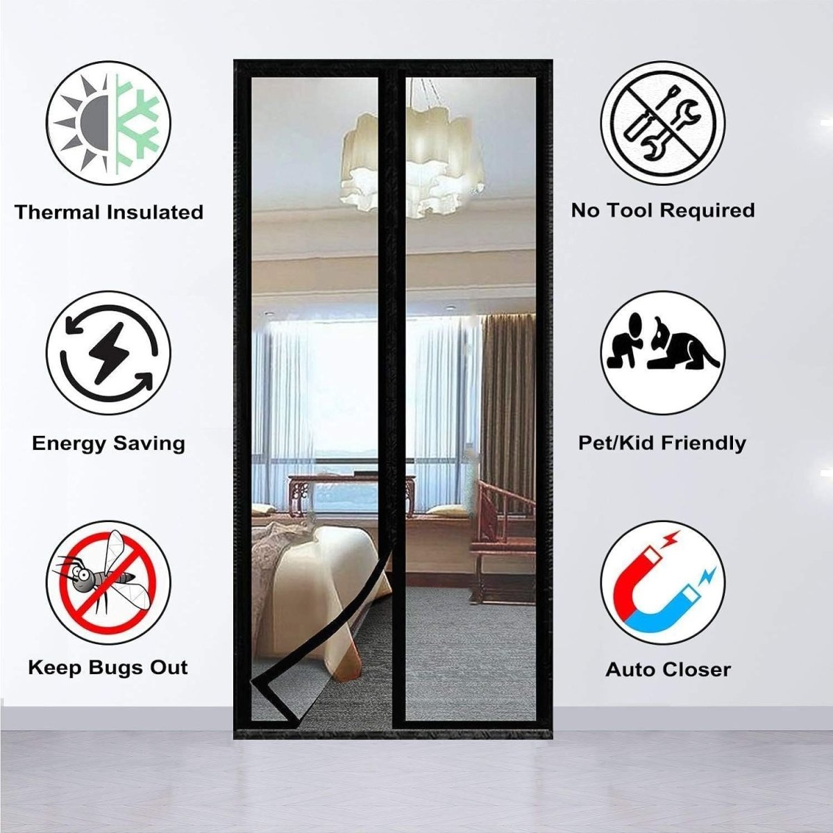 Magnetic Thermal Insulated Door Curtain - Transparent Mosquito Curtain For Doors - RoyalkartMosquito curtain