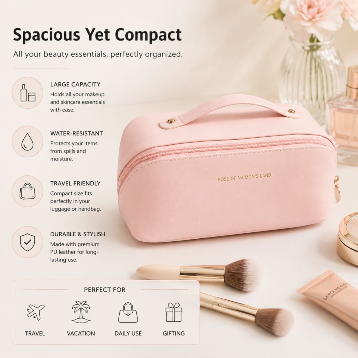Makeup Organizer Travel Pouch (Pink) Makeup Organizer- RoyalkartMakeup Organizers