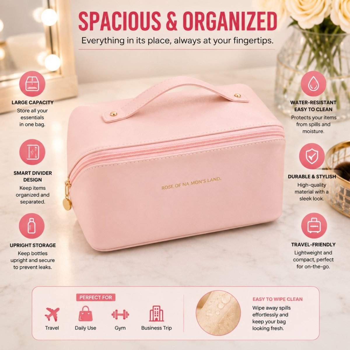 Makeup Organizer Travel Pouch (Pink) Makeup Organizer- RoyalkartMakeup Organizers