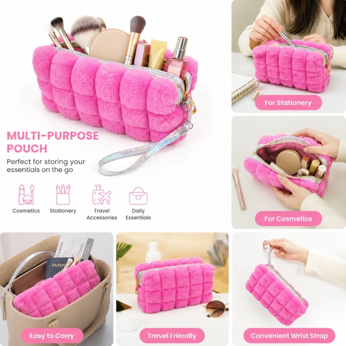 Makeup Toiletry Travel Pouch (Pink) MAKE ORGANIZER- RoyalkartMakeup Pouch
