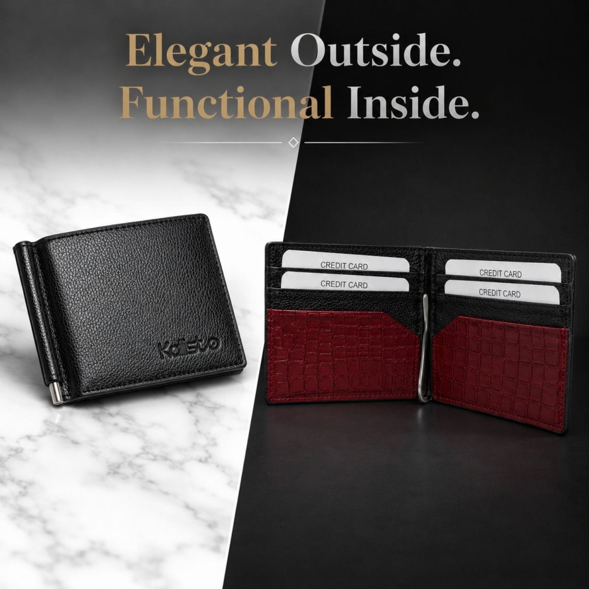 Men's Wallet (Black & Red) Wallet- Royalkartwallet