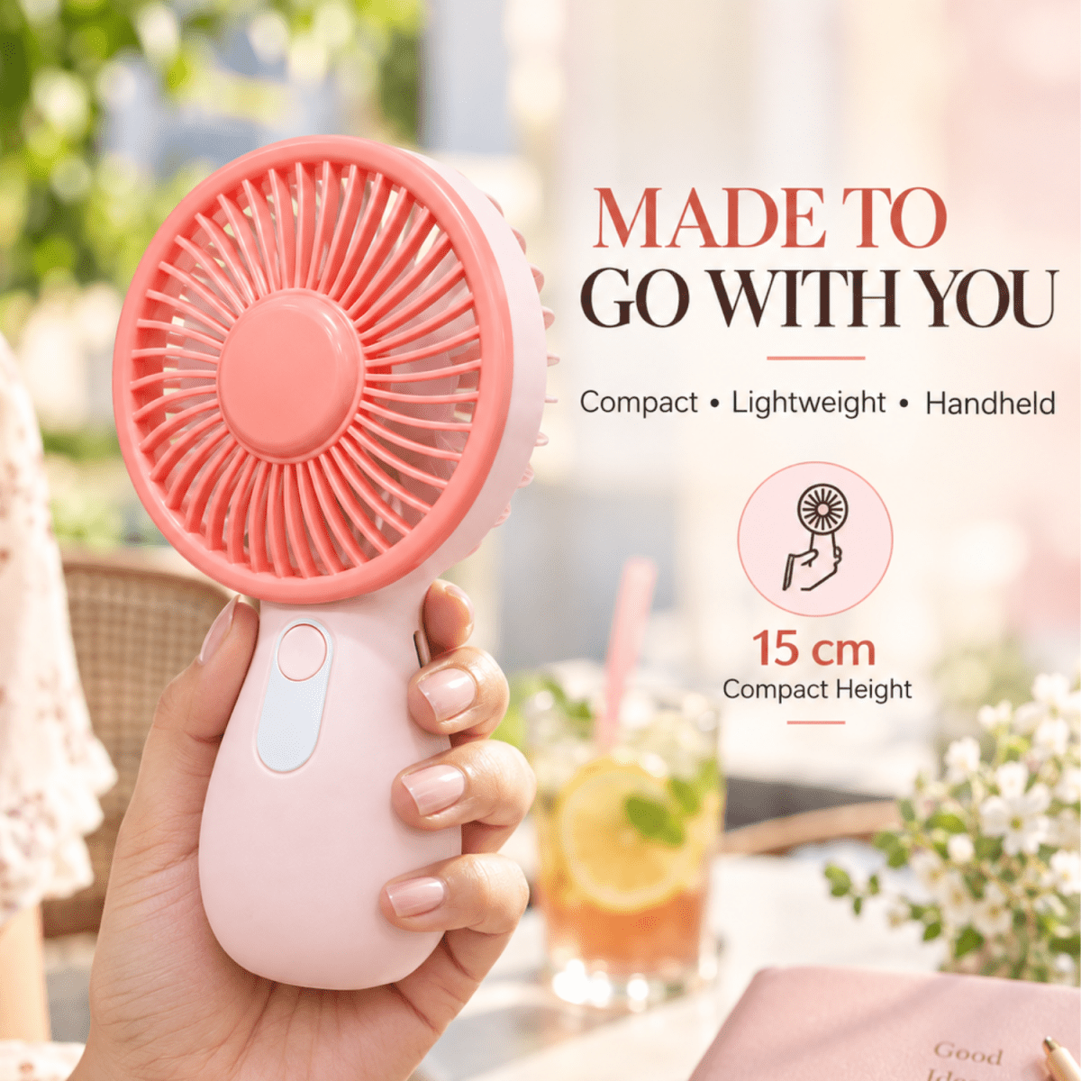 Mini Rechargeable Handheld Fan (Pink) USB Fan- #Royalkart#desk fan