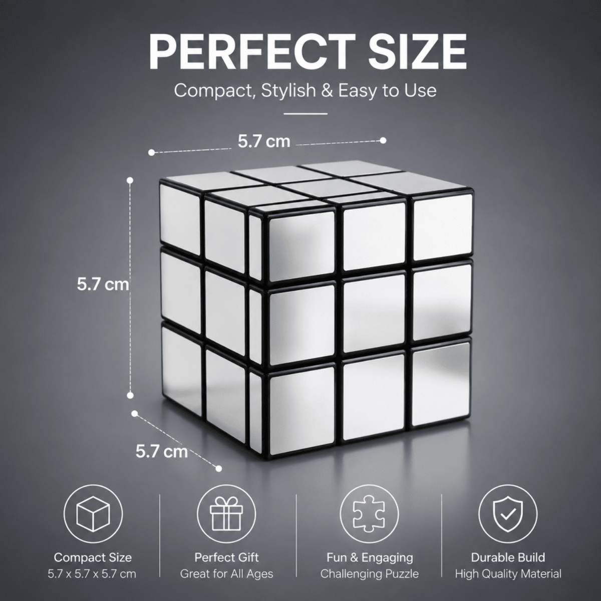Mirror Cube Puzzle Silver 3x3 | Shape Shifting Magic Cube with Smooth Turning | Brain Teaser Puzzle Toy for Kids, Teens & Adults | Logic, Spatial Reasoning & Problem Solving Game cube- #Royalkart#