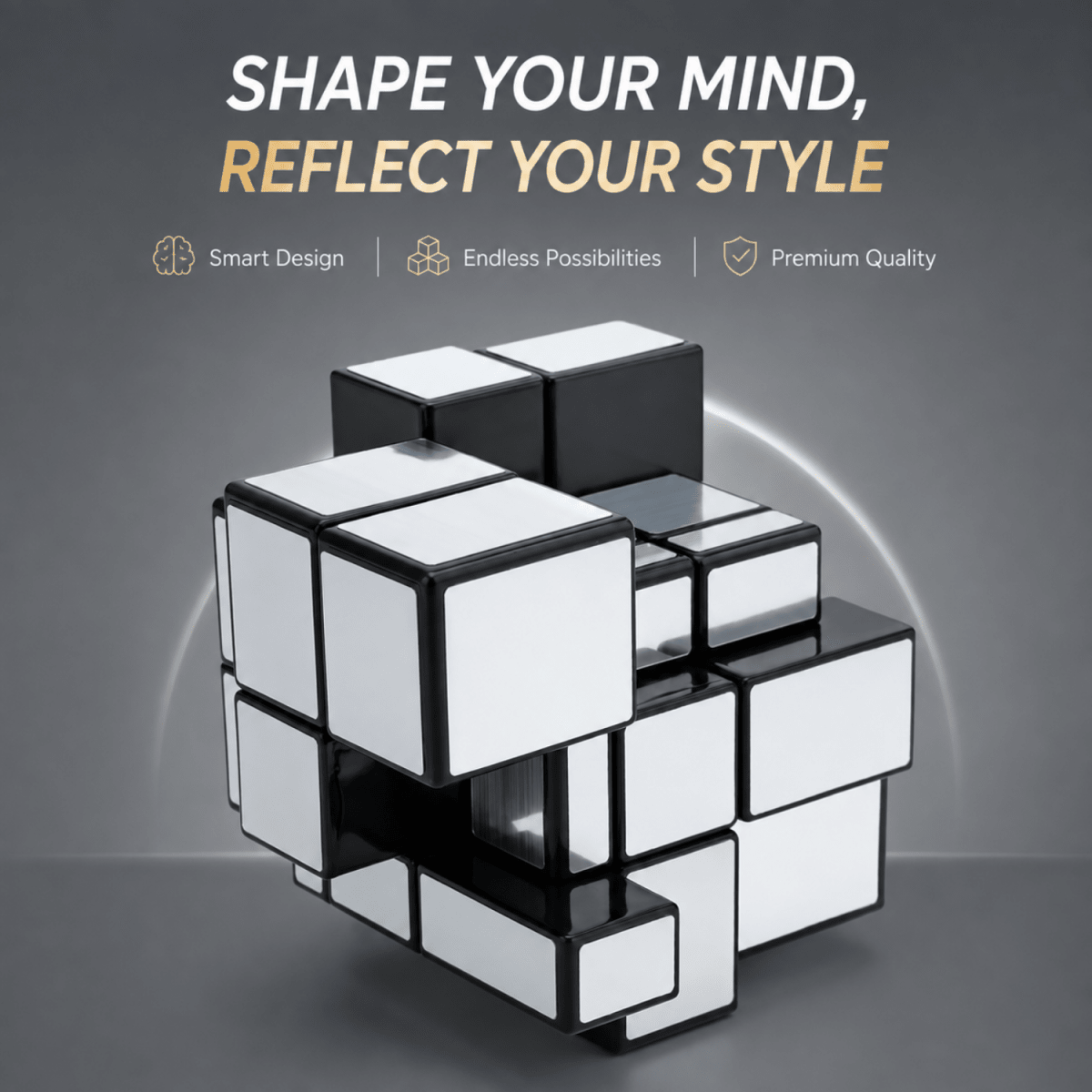 Mirror Cube Puzzle Silver 3x3 | Shape Shifting Magic Cube with Smooth Turning | Brain Teaser Puzzle Toy for Kids, Teens & Adults | Logic, Spatial Reasoning & Problem Solving Game cube- #Royalkart#