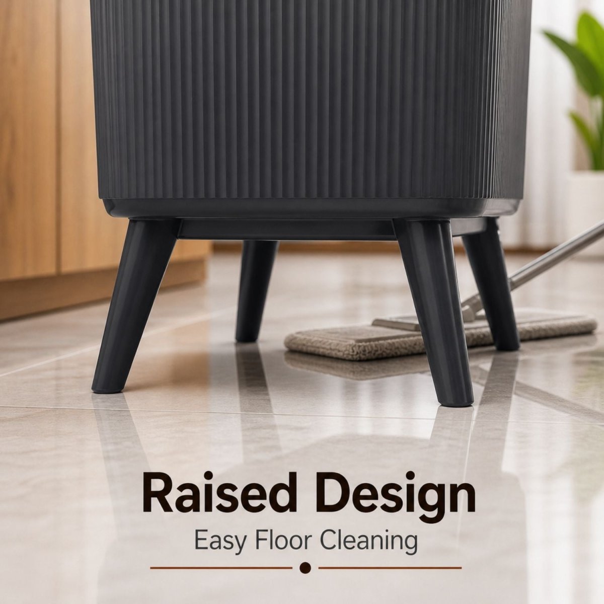 Modern Push Button Dustbin (Black & Dark Brown) Dustbin- RoyalkartDustbin