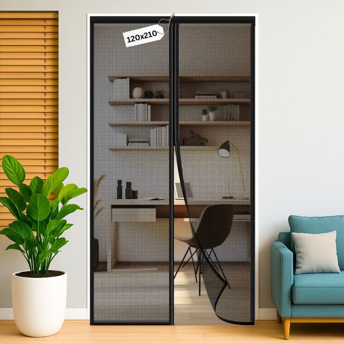 Mosquito Curtain Mesh With Pre - Attached 34 Magnets, Self - Adhesive Hook Tape & 15 Push Pins Mosquito Curtain For Doors - RoyalkartMagnetic curtain