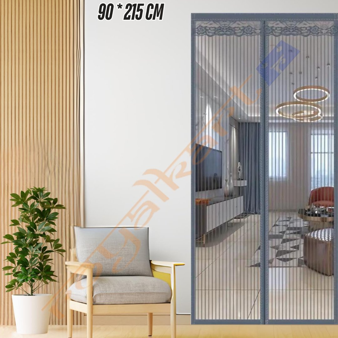 Mosquito Curtain Mesh With Pre - Attached 34 Magnets, Self - Adhesive Hook Tape & 15 Push Pins Mosquito Curtain For Doors - #Royalkart#Magnetic curtain