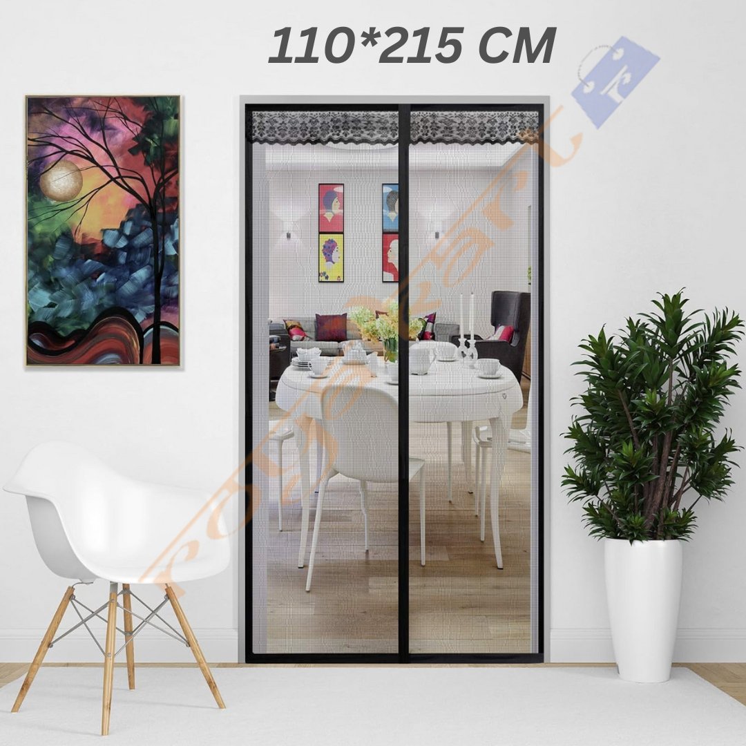 Mosquito Curtain Mesh With Pre - Attached 34 Magnets, Self - Adhesive Hook Tape & 15 Push Pins Mosquito Curtain For Doors - #Royalkart#Magnetic curtain