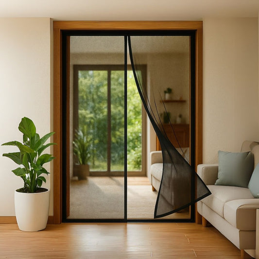 Mosquito Curtain Mesh With Pre - Attached 34 Magnets, Self - Adhesive Hook Tape & 15 Push Pins Mosquito Curtain For Doors - RoyalkartMagnetic curtain