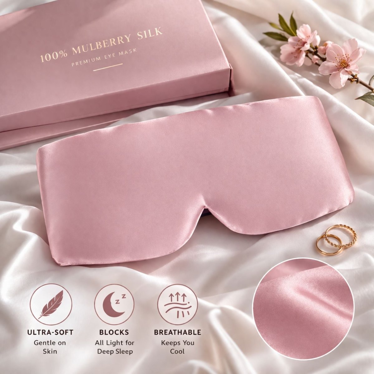 Mulberry Silk Eye Mask (Pink) Eye Masks- Royalkarteye mask