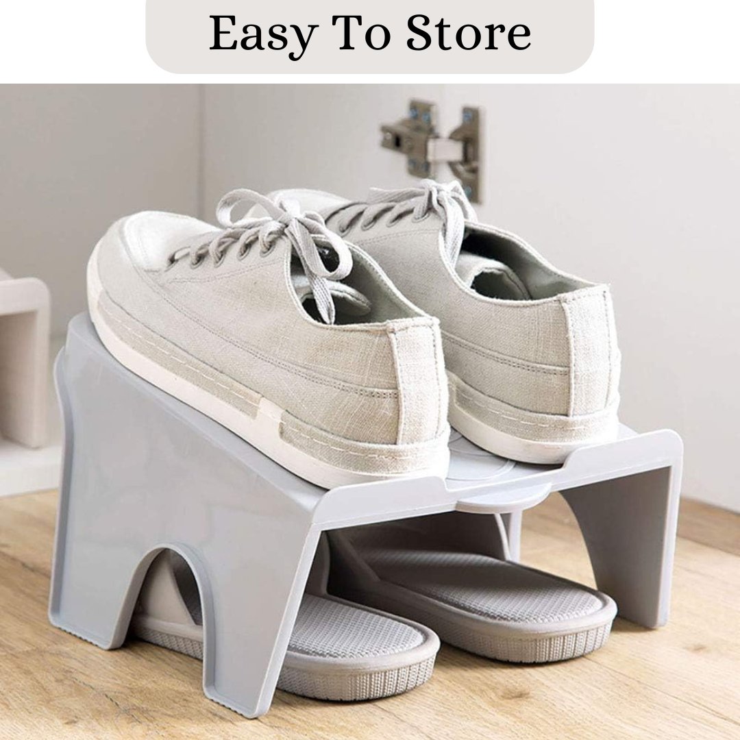 Multicolour Plastic Double Storage Shoe Organizer Shoe Storage Stand Collapsible Shoe Rack - #Royalkart#Adjustable Shoe Organizer