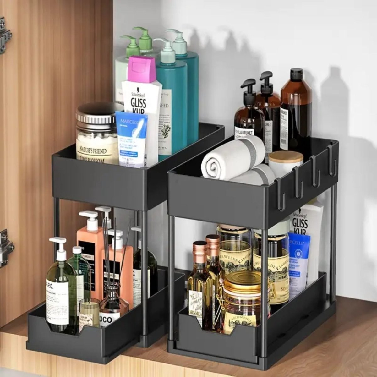 Multipurpose Under - Sink Organizer 2 - tier Storage Rack with Pull - Out Drawer - #Royalkart#under sink organizer