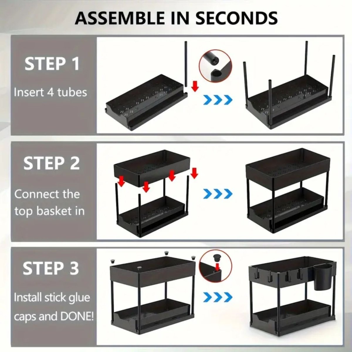 Multipurpose Under - Sink Organizer 2 - tier Storage Rack with Pull - Out Drawer - #Royalkart#under sink organizer