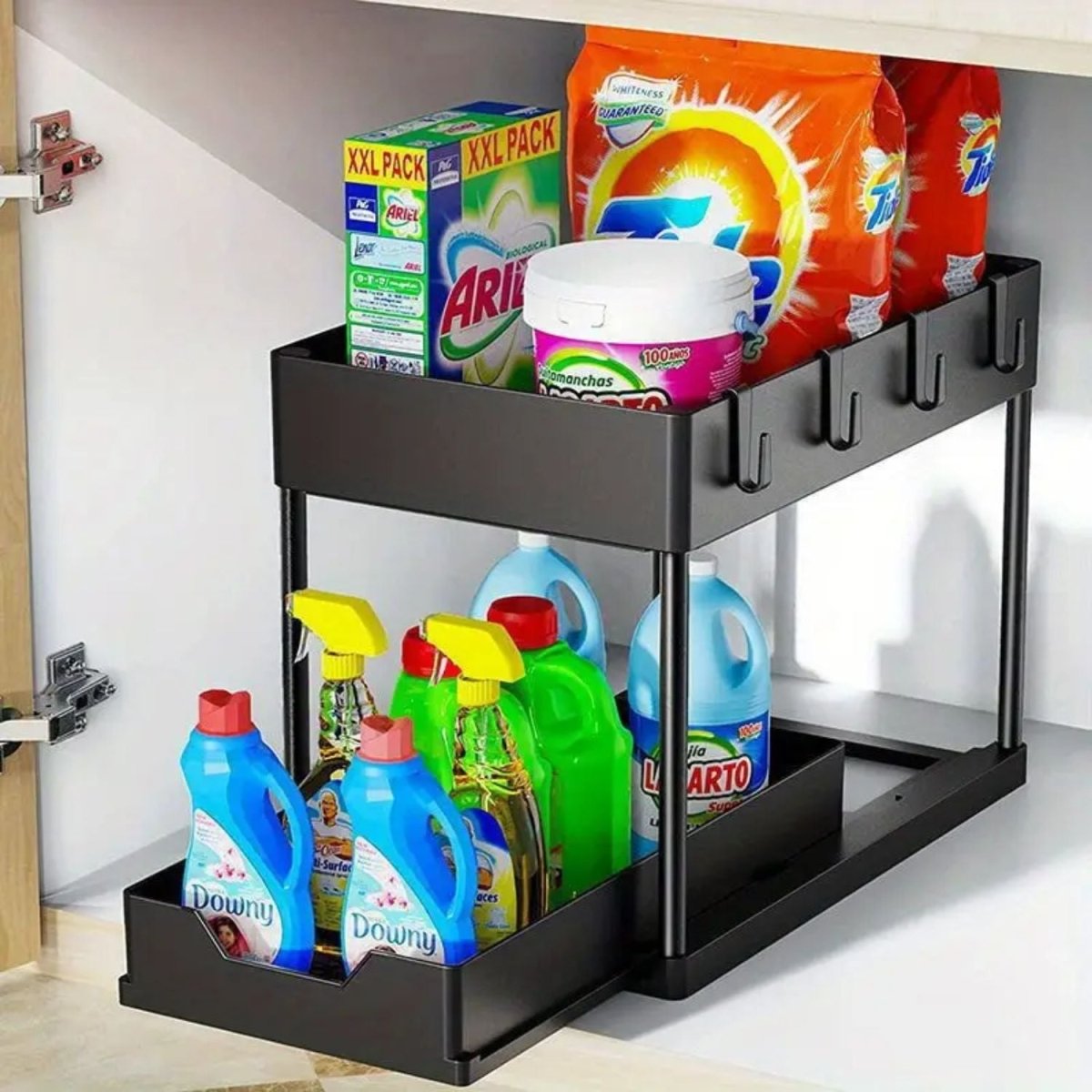 Multipurpose Under - Sink Organizer 2 - tier Storage Rack with Pull - Out Drawer - #Royalkart#under sink organizer