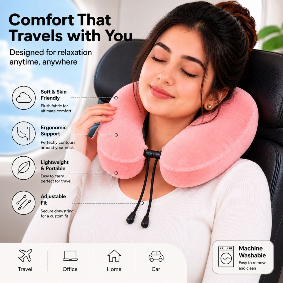 Neck Pillow (Blush Pink) Travel Neck Pillow- Royalkartneck pillow for sleeping travel