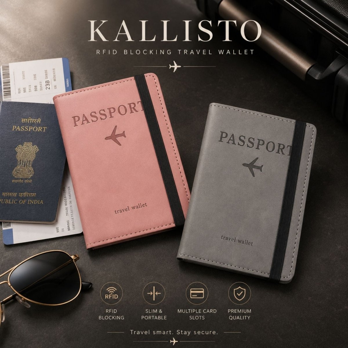 Passport Cover Set (Pink & Grey - Pack of 2) Passport Cover- RoyalkartPassport Cover