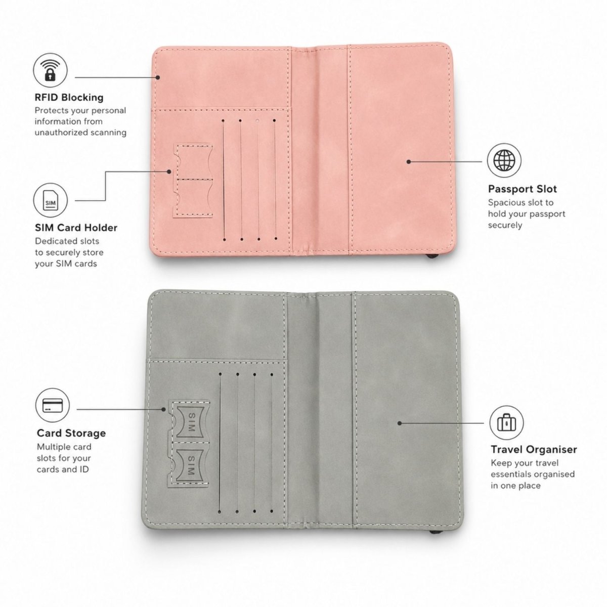 Passport Cover Set (Pink & Grey - Pack of 2) Passport Cover- RoyalkartPassport Cover
