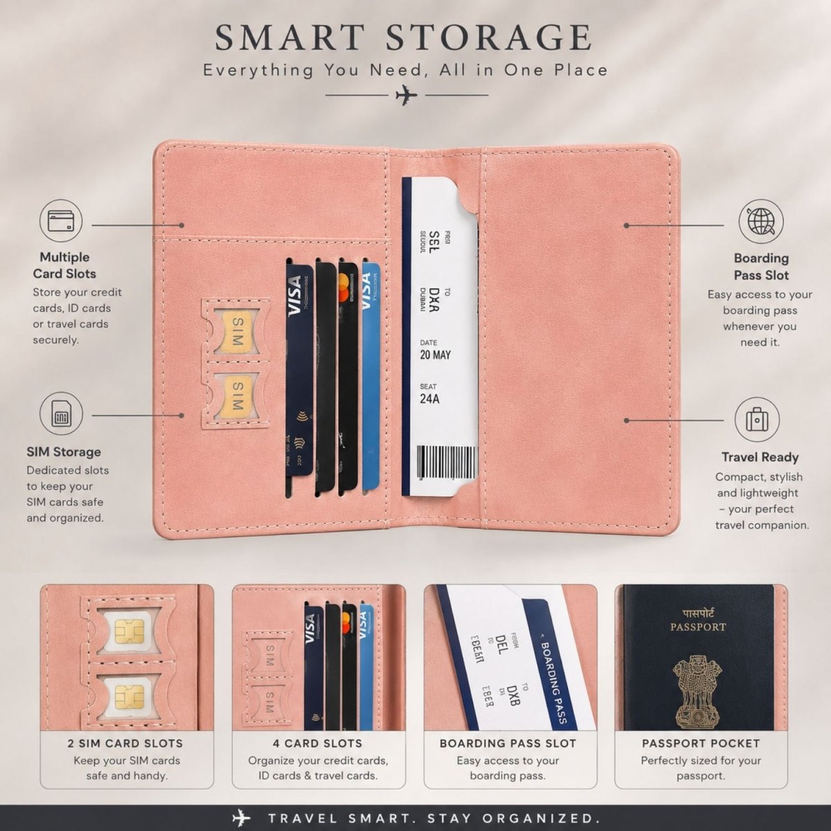 Passport Cover Set (Pink & Grey - Pack of 2) Passport Cover- RoyalkartPassport Cover