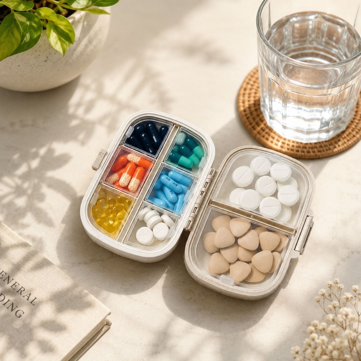 Plastic Pill Organizer Box (Beige) Pills Organizer- RoyalkartPills Organizer