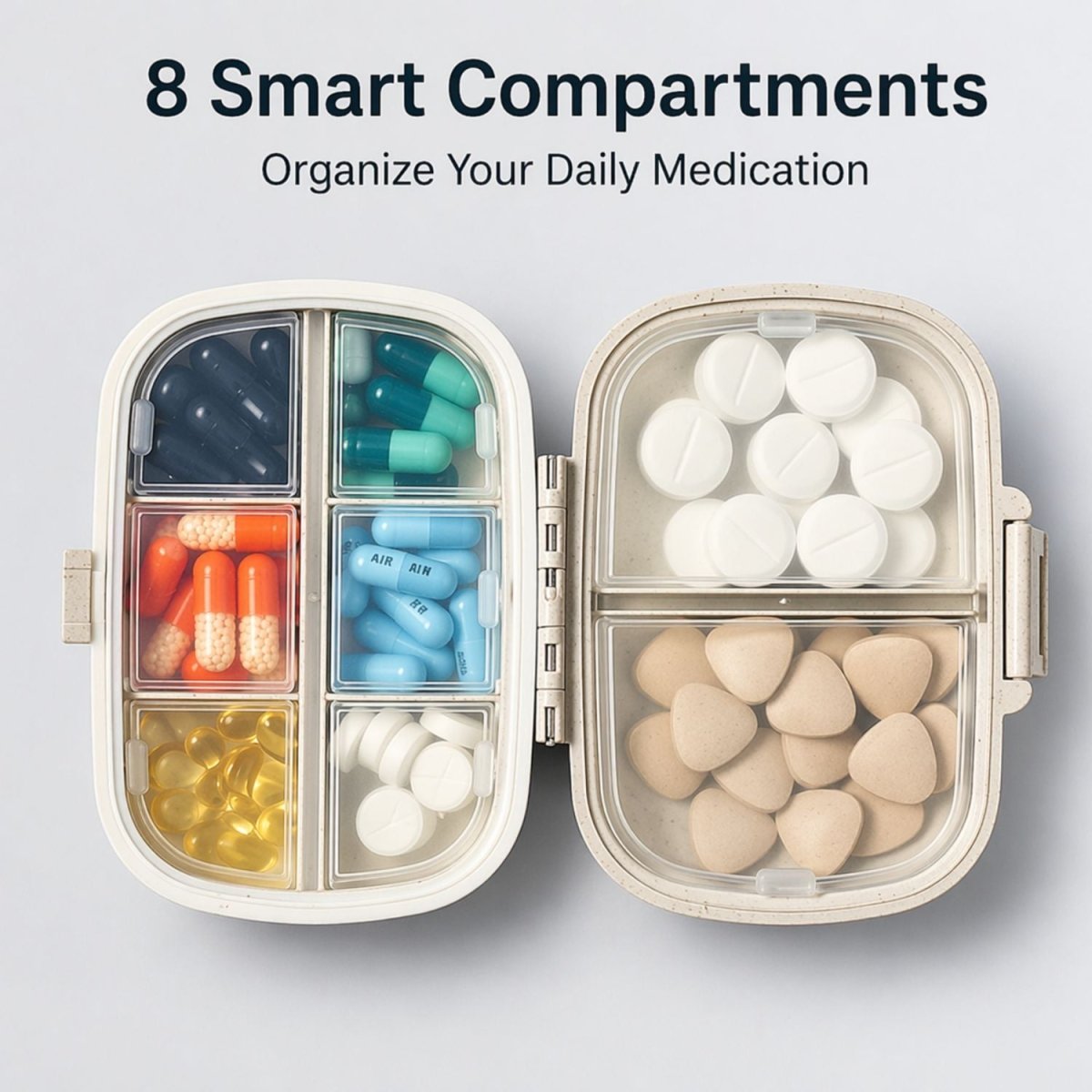 Plastic Pill Organizer Box (Beige) Pills Organizer- RoyalkartPills Organizer