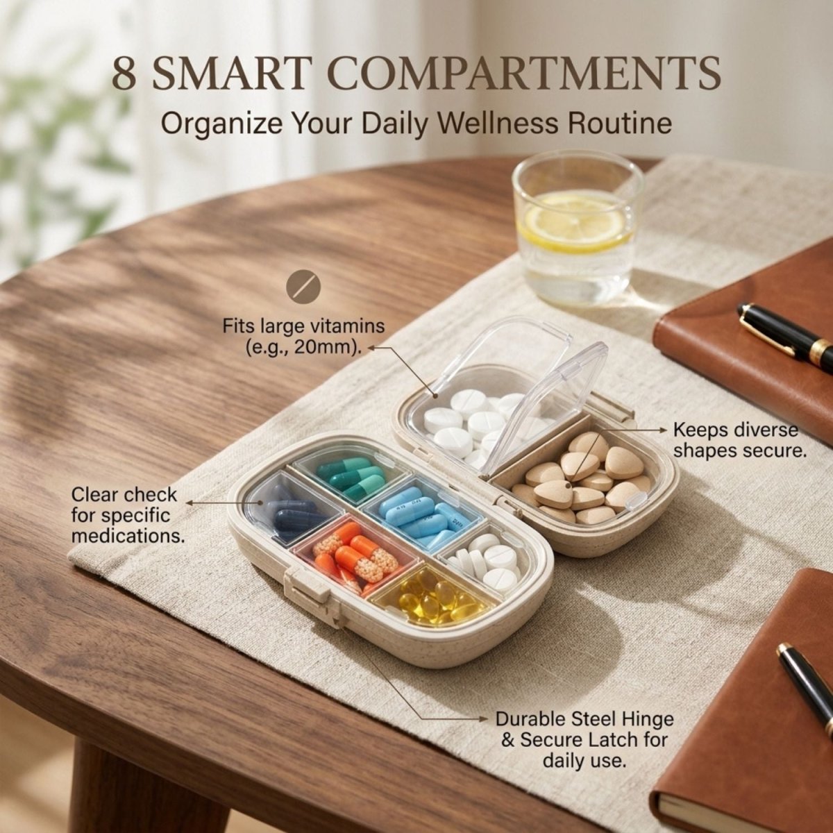 Plastic Pill Organizer Box (Beige) Pills Organizer- RoyalkartPills Organizer