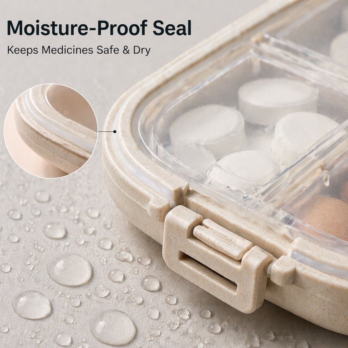 Plastic Pill Organizer Box (Beige) Pills Organizer- RoyalkartPills Organizer
