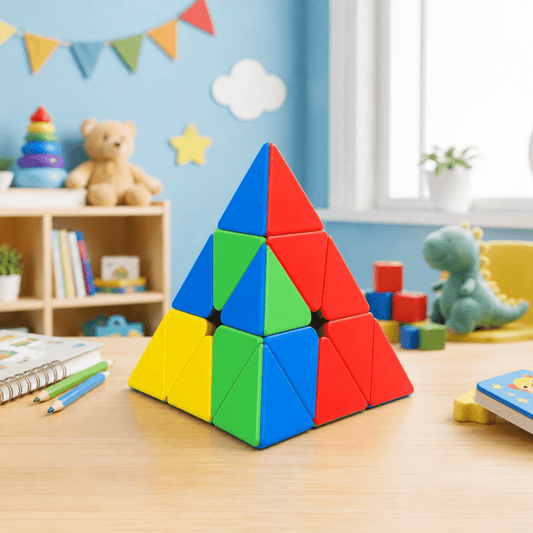 Pyraminx Puzzle Cube 3D Brain Teaser | Pyramid Shape Twist Puzzle & Logic Game for Kids 3+ Years | Colour Matching Educational Learning Toy for Boys Girls Children & Adults cube- #Royalkart#birthday gift