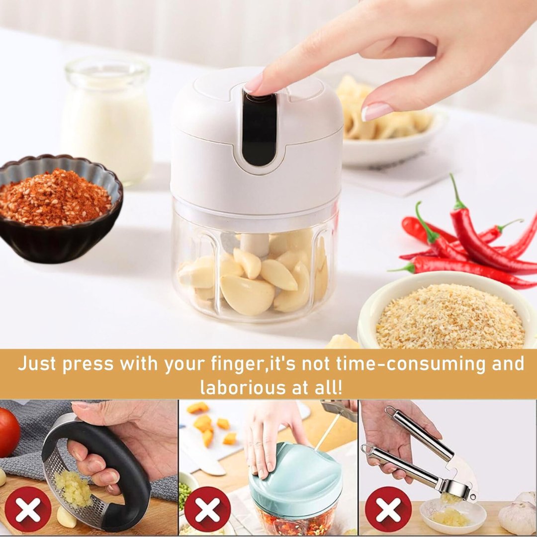 Rechargeable Mini Electric Chopper Veggies & More, 250 Ml, Black - #Royalkart#Food Preparations Easy