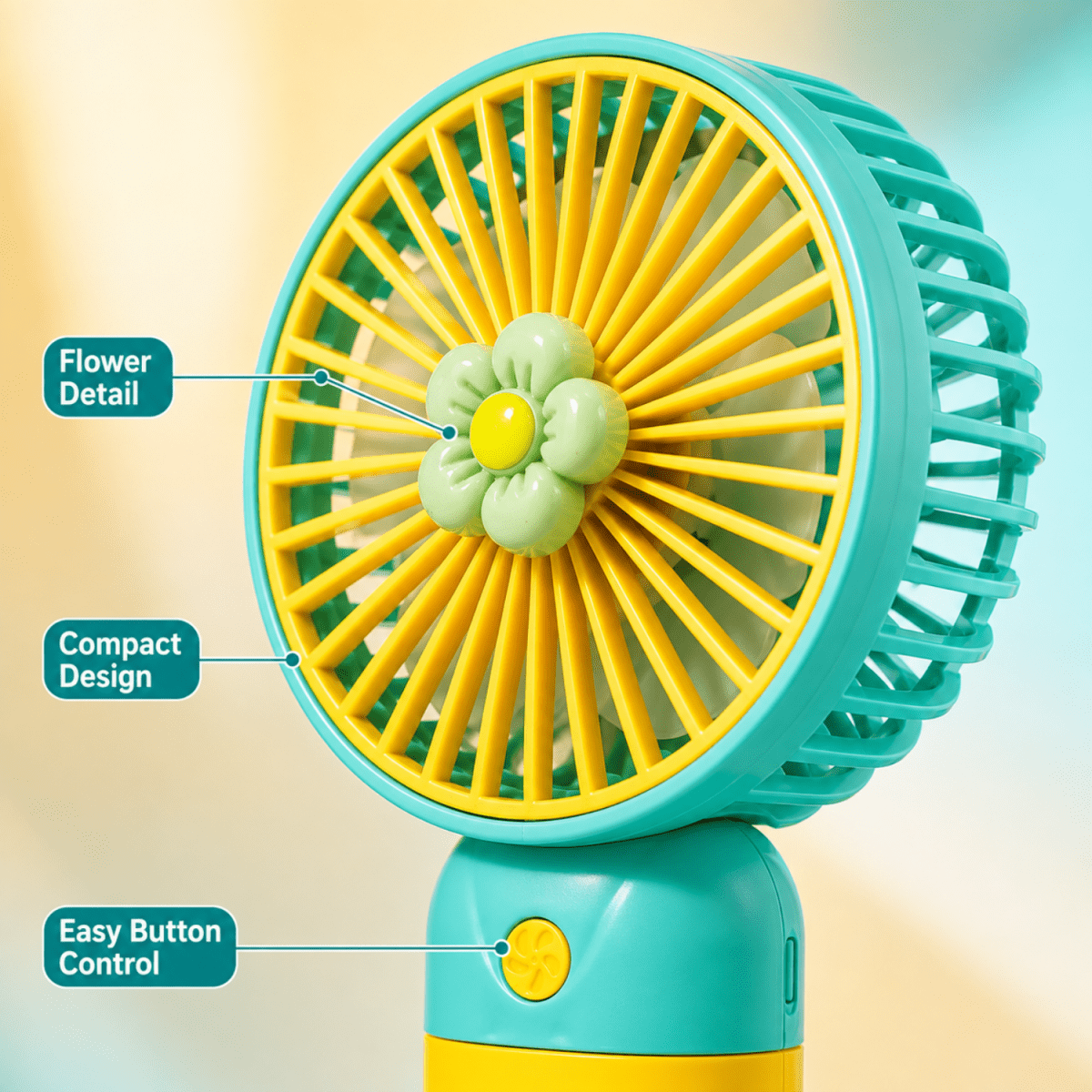 Rechargeable Mini Portable Fan(Yellow-Green) Portable Fan- #Royalkart#desk fan