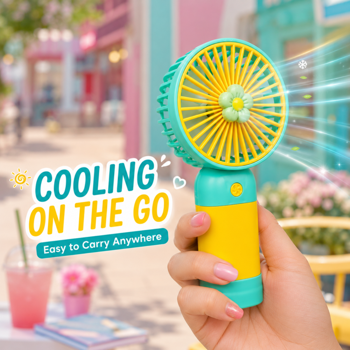 Rechargeable Mini Portable Fan(Yellow-Green) Portable Fan- #Royalkart#desk fan
