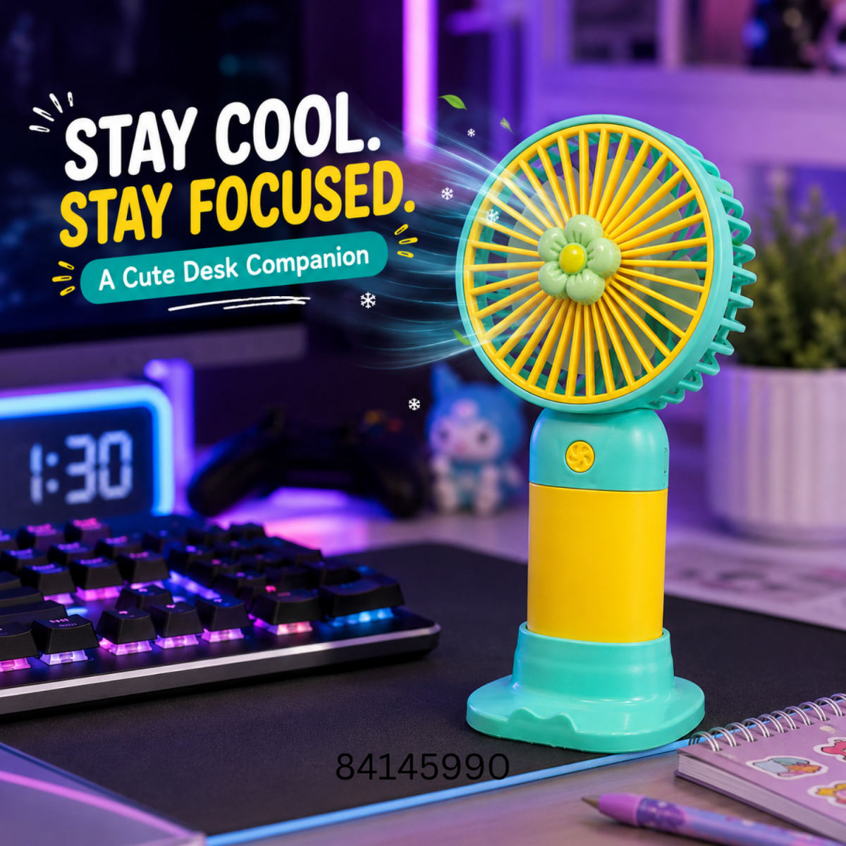 Rechargeable Mini Portable Fan(Yellow-Green) Portable Fan- #Royalkart#desk fan