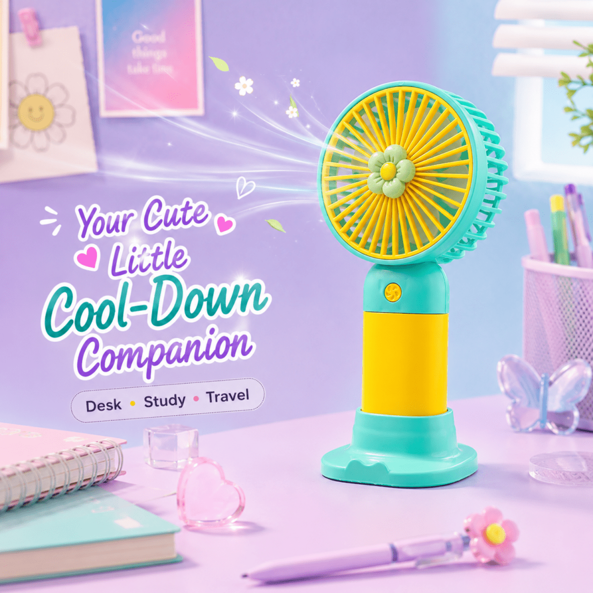 Rechargeable Mini Portable Fan(Yellow-Green) Portable Fan- #Royalkart#desk fan