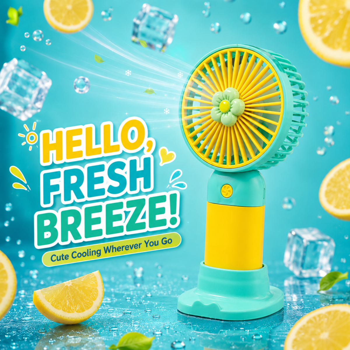 Rechargeable Mini Portable Fan(Yellow-Green) Portable Fan- #Royalkart#desk fan