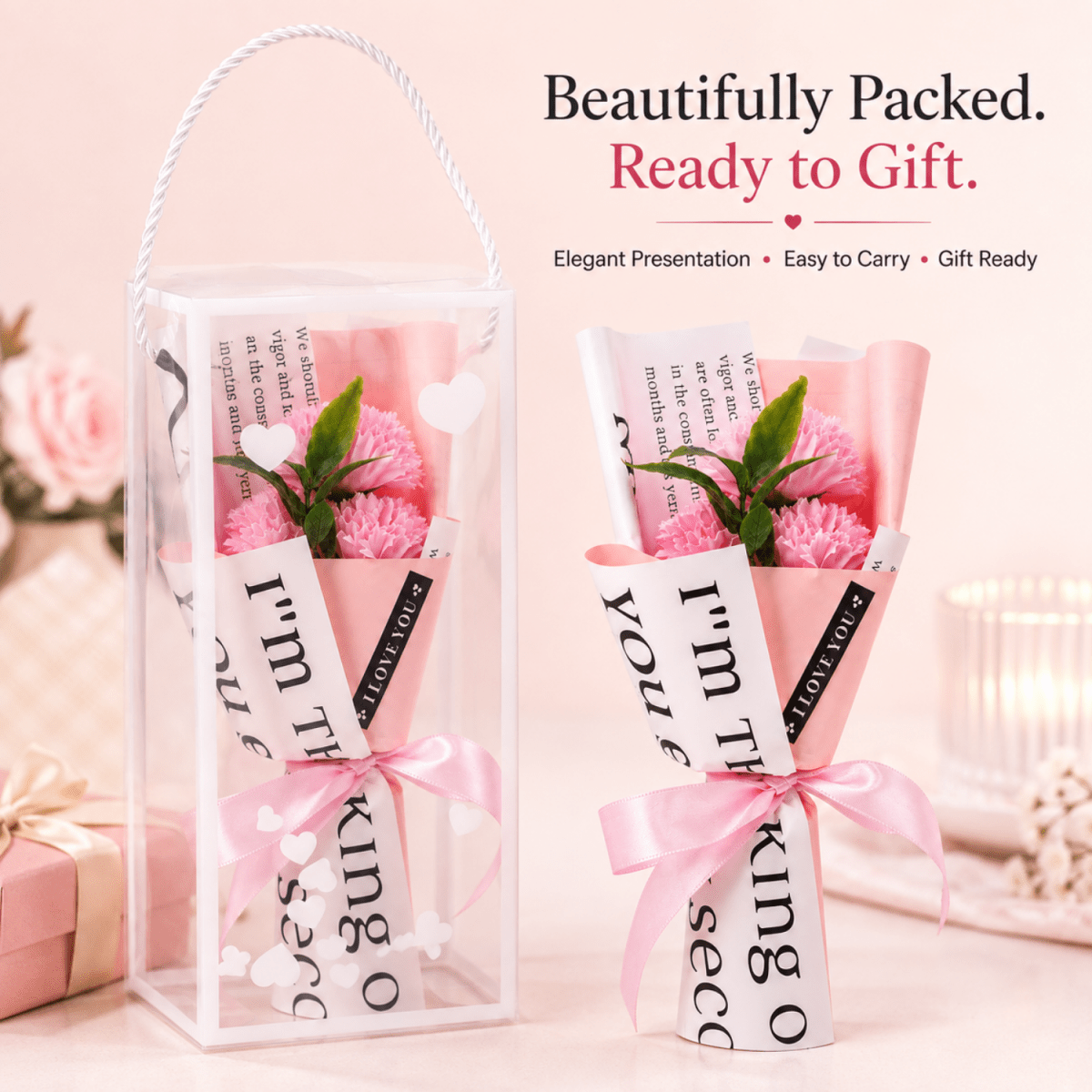 Romantic Pink Daisy Artificial Flower Bouquet with Elegant Wrapping & Ribbon Bow | Decorative Gift Flower Bunch for Birthday, Anniversary, Valentine’s Day, Proposal & Home Decor Artificial Flower Bouquet- #Royalkart#anniversery gift for wife