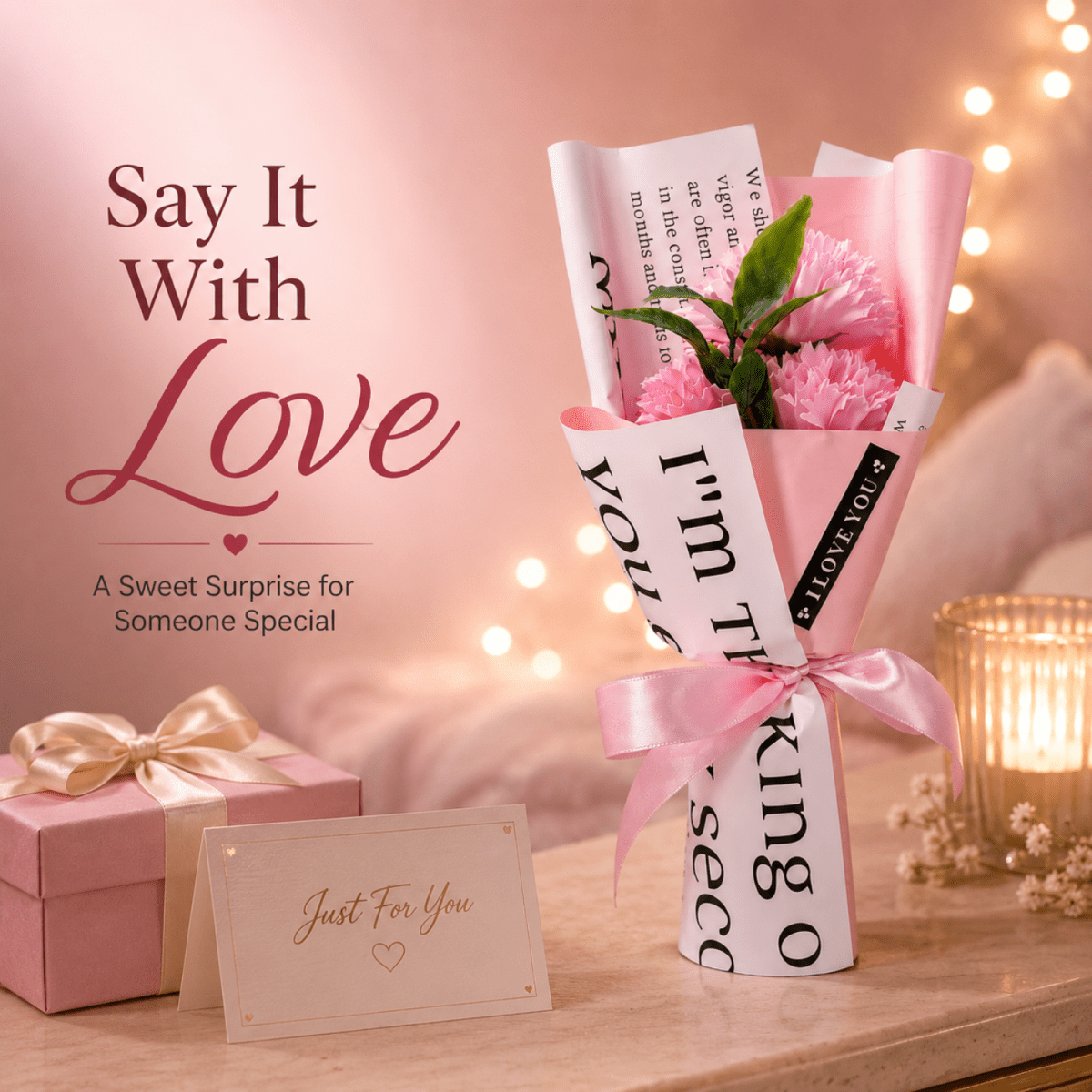 Romantic Pink Daisy Artificial Flower Bouquet with Elegant Wrapping & Ribbon Bow | Decorative Gift Flower Bunch for Birthday, Anniversary, Valentine’s Day, Proposal & Home Decor Artificial Flower Bouquet- #Royalkart#anniversery gift for wife