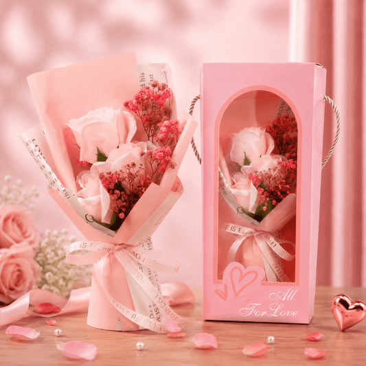 Romantic Pink Rose Artificial Flower Bouquet with Elegant Wrapping & Ribbon Bow | Decorative Gift Flower Bunch for Birthday, Anniversary, Valentine’s Day, Proposal & Home Decor Artificial Flower Bouquet- #Royalkart#anniversery gift for wife