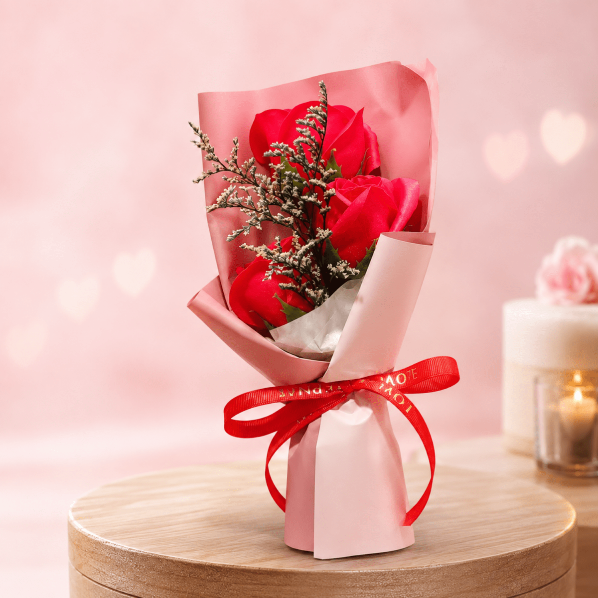 Romantic Red Rose Artificial Flower Bouquet with Elegant Wrapping & Ribbon Bow | Decorative Gift Flower Bunch for Birthday, Anniversary, Valentine’s Day, Proposal & Home Decor Artificial Flower Bouquet- #Royalkart#anniversery gift for husband