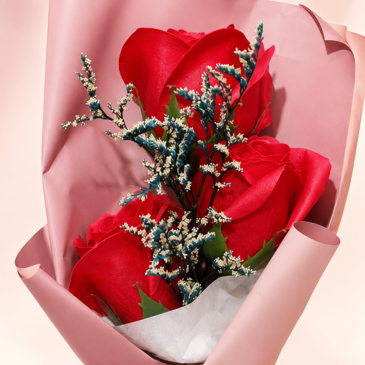 Romantic Red Rose Artificial Flower Bouquet with Elegant Wrapping & Ribbon Bow | Decorative Gift Flower Bunch for Birthday, Anniversary, Valentine’s Day, Proposal & Home Decor Artificial Flower Bouquet- #Royalkart#anniversery gift for husband