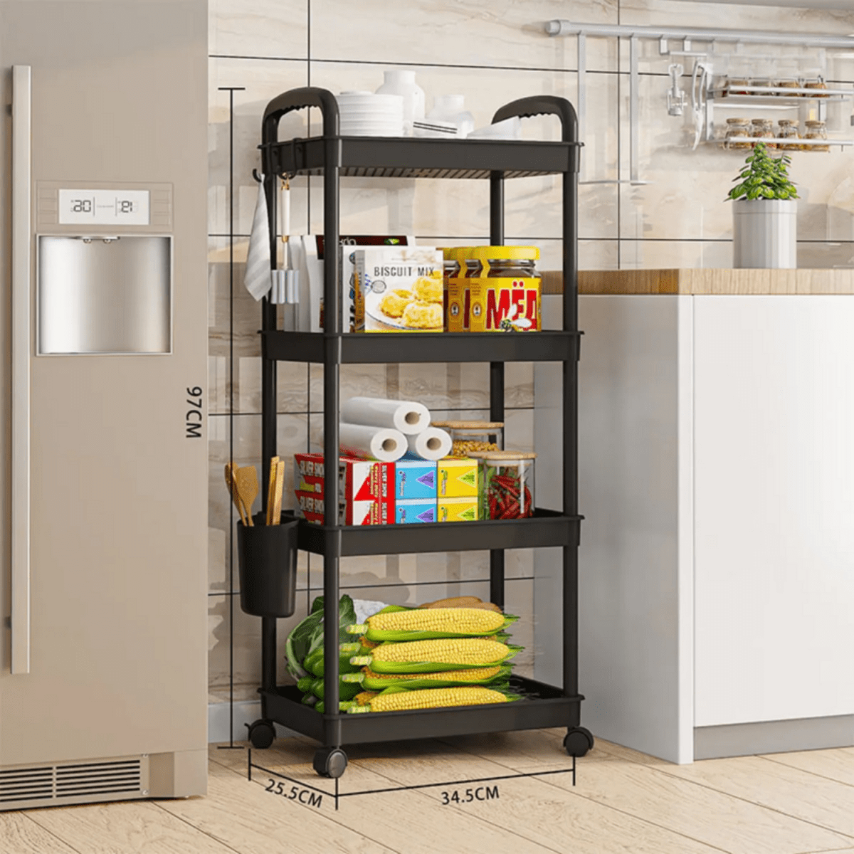 Royalkart 4 - Tier Multi - Functional Storage Cart With Wheels Storage Rack - Royalkartbathroom organizer