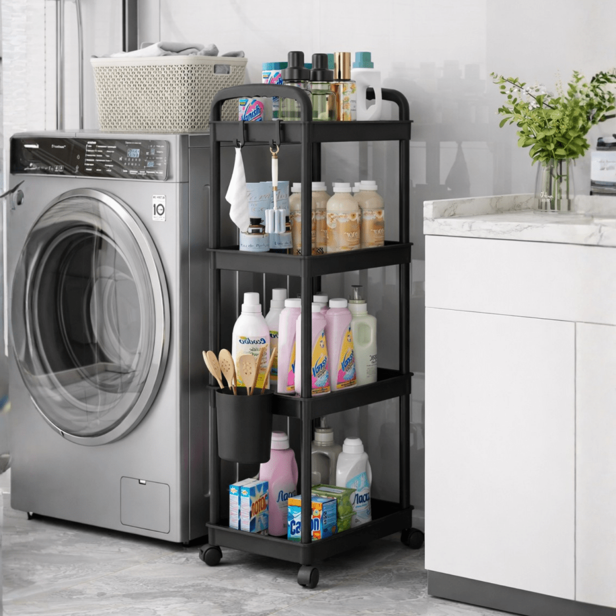 Royalkart 4 - Tier Multi - Functional Storage Cart With Wheels Storage Rack - Royalkartbathroom organizer