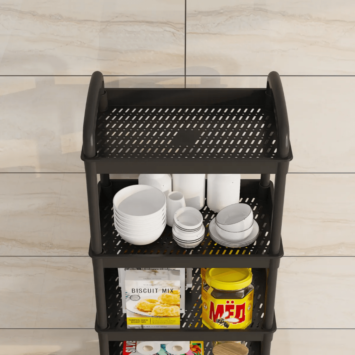 Royalkart 4 - Tier Multi - Functional Storage Cart With Wheels Storage Rack - Royalkartbathroom organizer