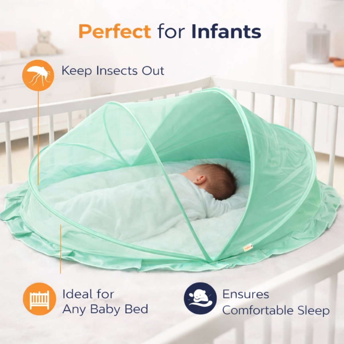 Royalkart Foldable Baby Mosquito Net for Babies & Toddlers (0 to 24 months - Green) Baby Mosquito Net - RoyalkartBaby Mosquito Net