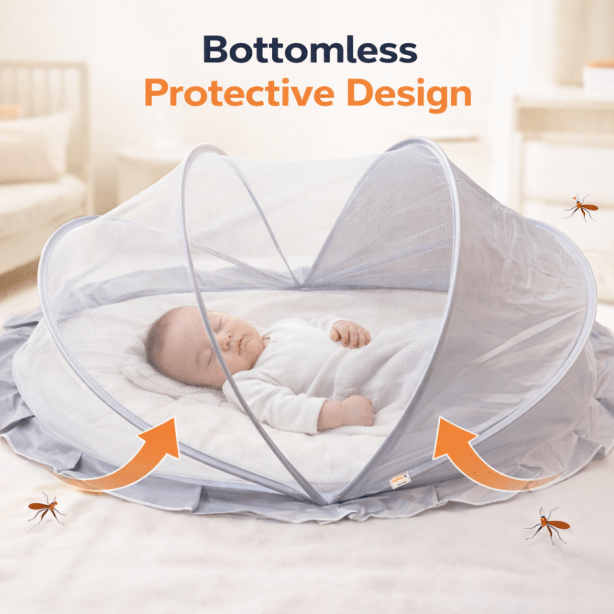 Royalkart Foldable Baby Mosquito Net for Babies & Toddlers (0 to 24 months - Grey) Baby Mosquito Net - RoyalkartBaby Mosquito Net