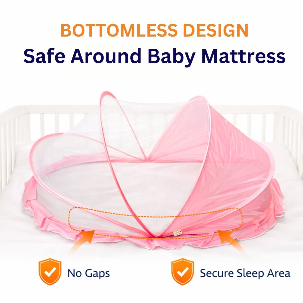 Royalkart Foldable Baby Mosquito Net for Babies & Toddlers (0 to 24 months - Pink) Baby Mosquito Net - RoyalkartBaby Mosquito Net