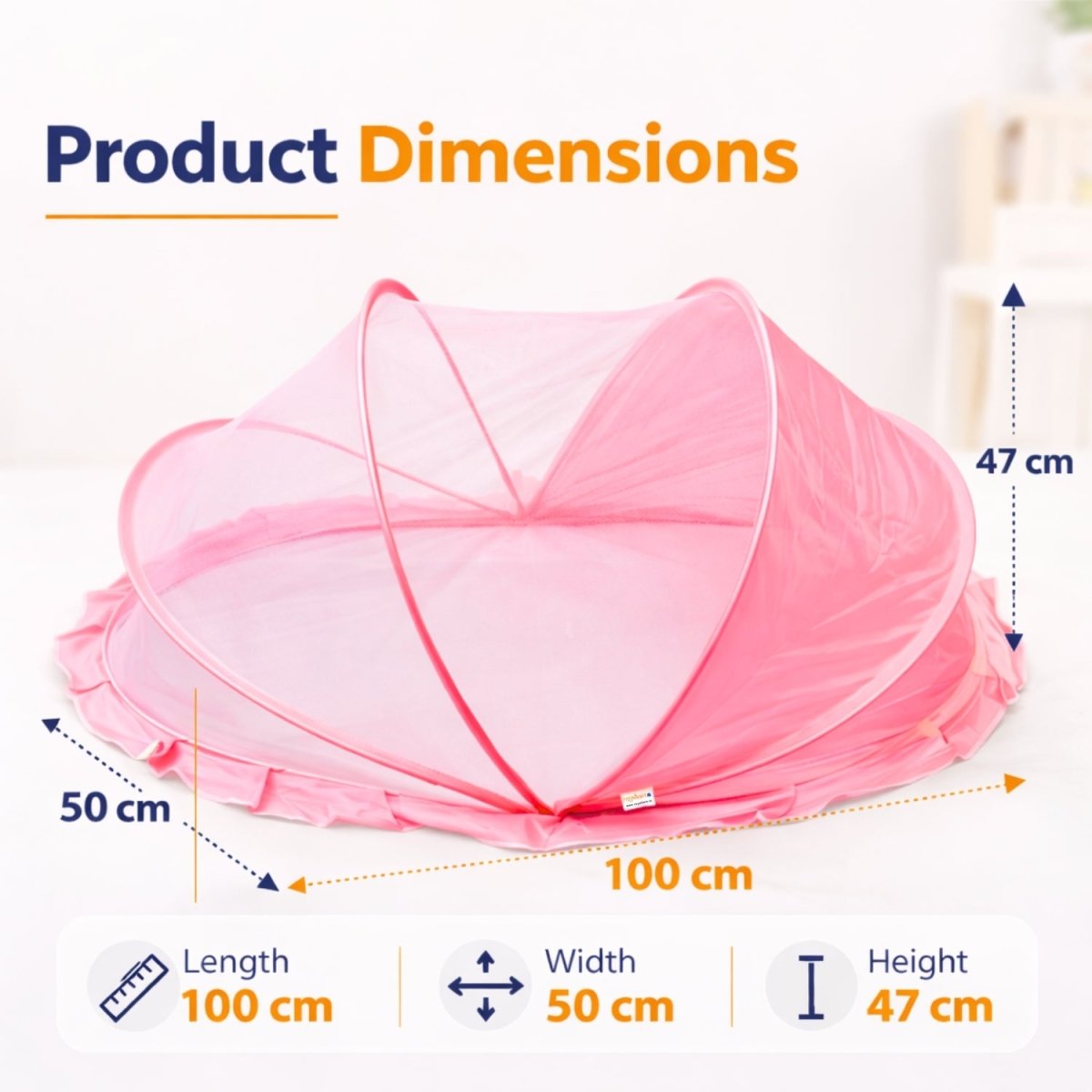 Royalkart Foldable Baby Mosquito Net for Babies & Toddlers (0 to 24 months - Pink) Baby Mosquito Net - RoyalkartBaby Mosquito Net