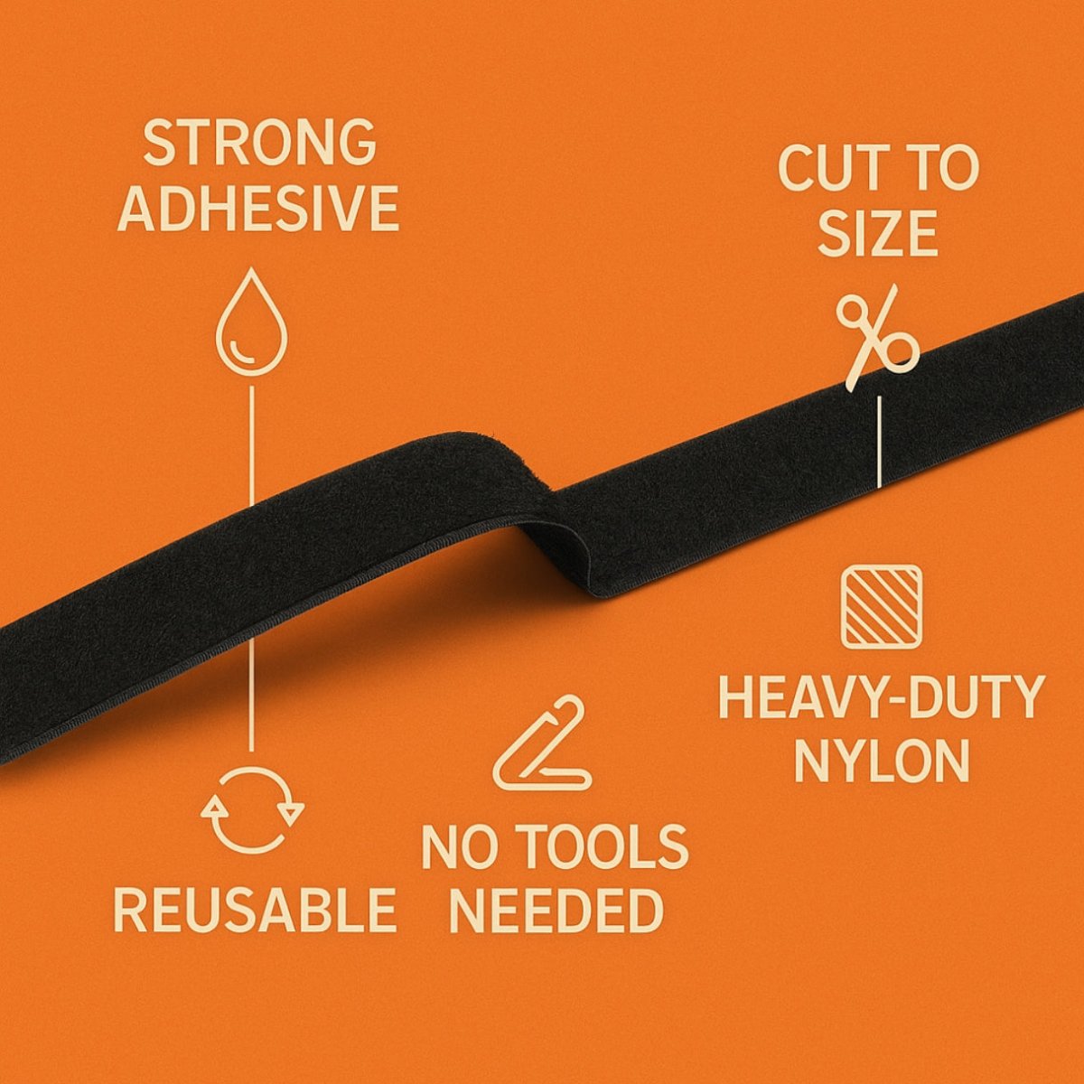 Self Adhesive Hook and Loop Tape (Black). ADHESIVE TAPES - Royalkartadhesive hook and loop tape